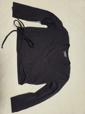 American Apparel Black Wrap V-Neck Top